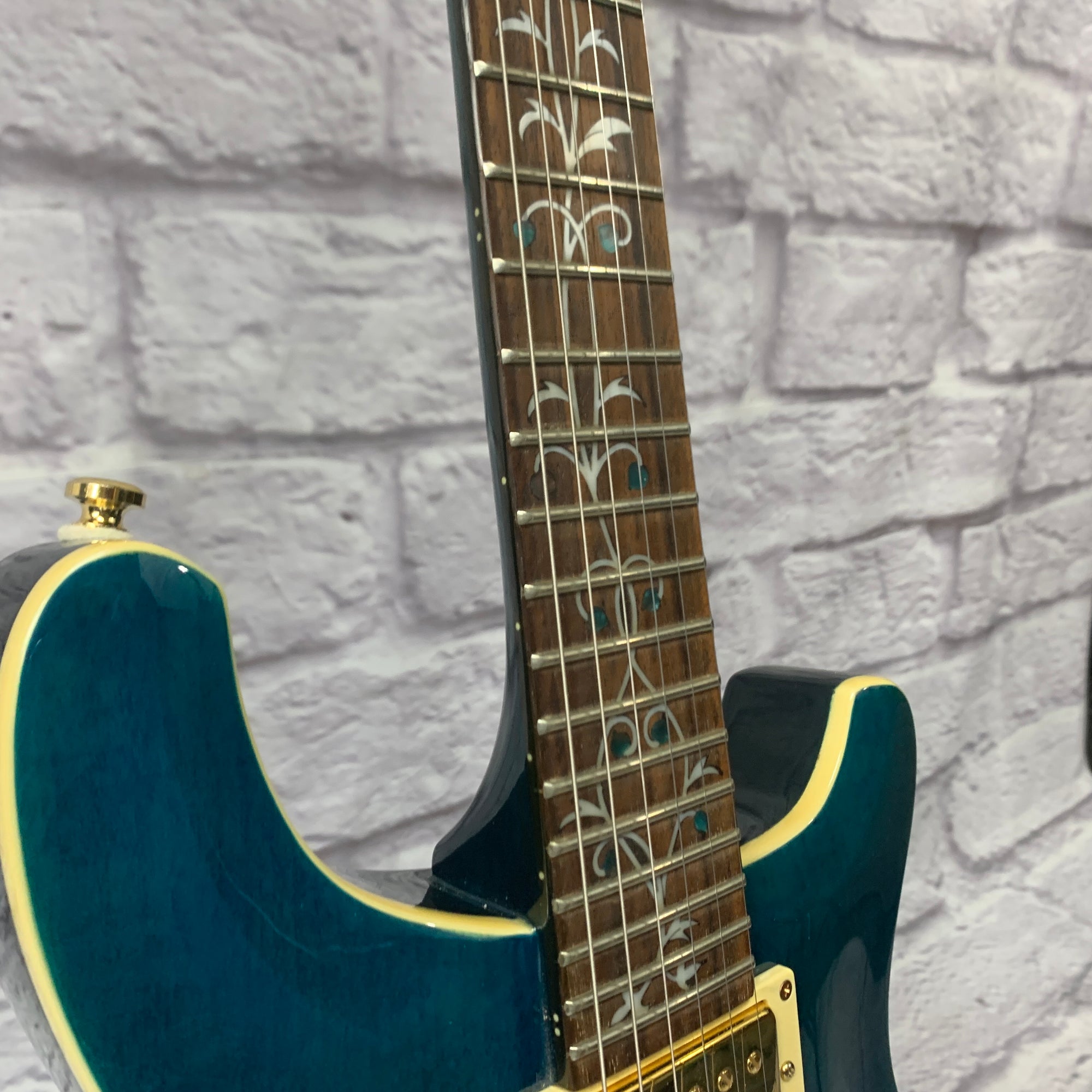 Tradition MTP-450 Semi Hollow Electric Guitar - Transparent Blue, Tree of Life Inlay, Hardshell Case