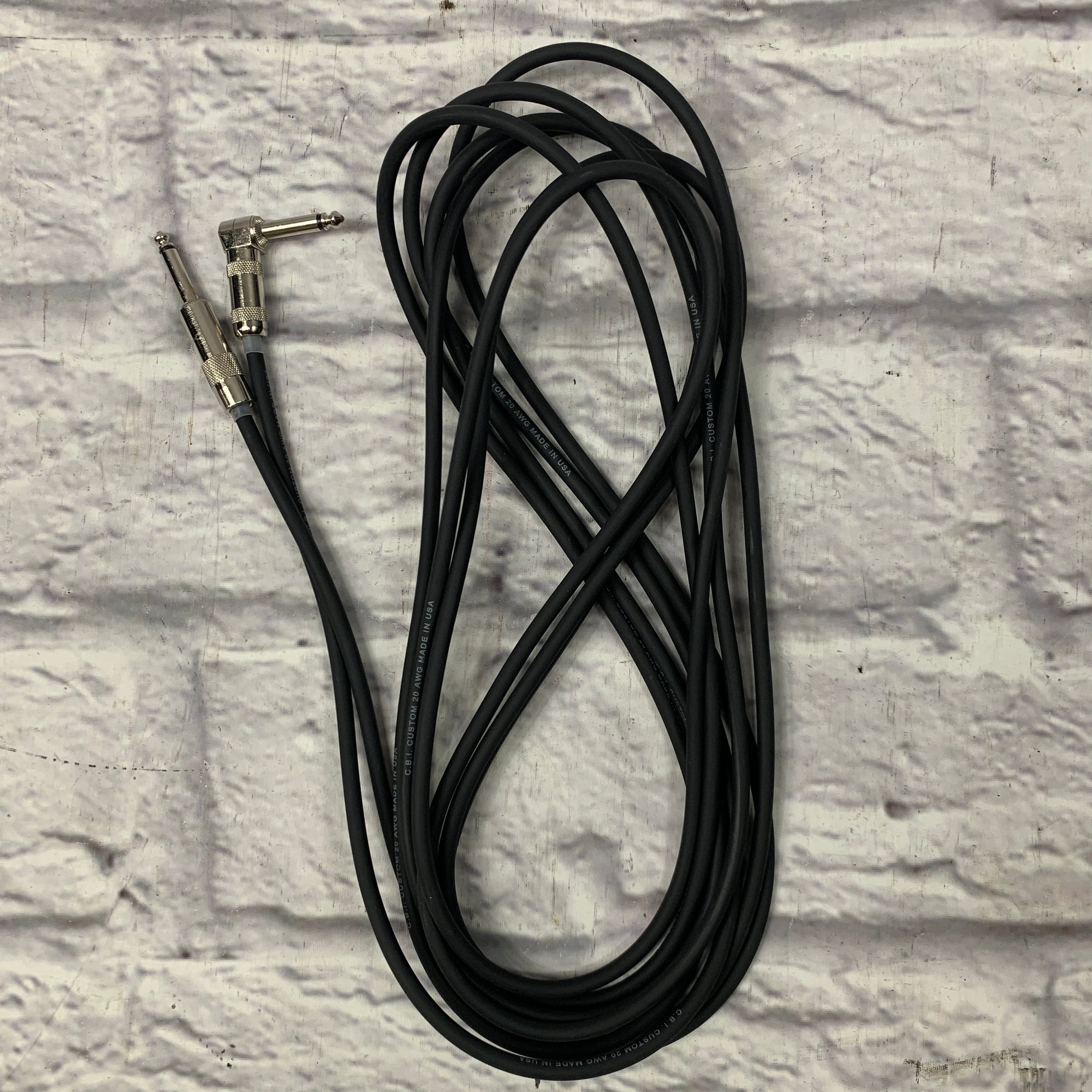 Custom 1/4" TS Straight to Right-Angle Instrument Cable - 20'