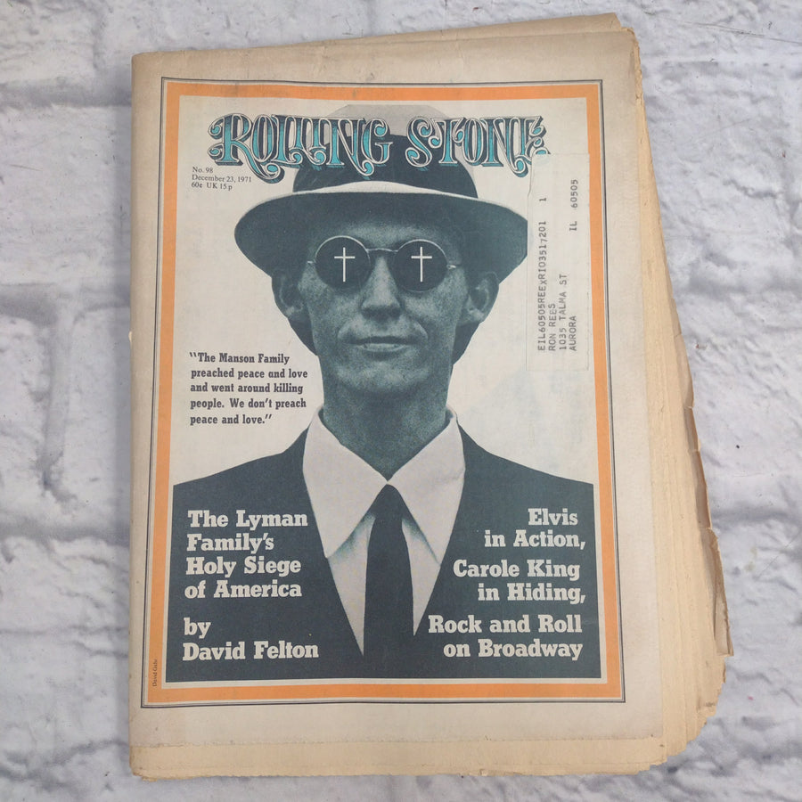 Vintage Rolling Stone Magazine - No 98 December 23 1971 - The Lyman Family Cover