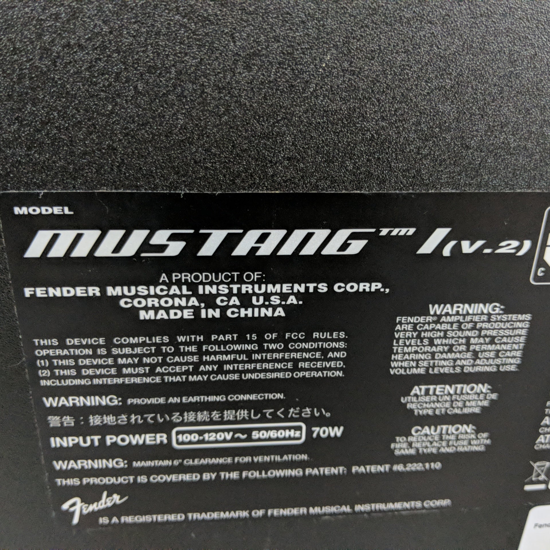 Fender Mustang V2 20 Watt 1x8 Combo Amp