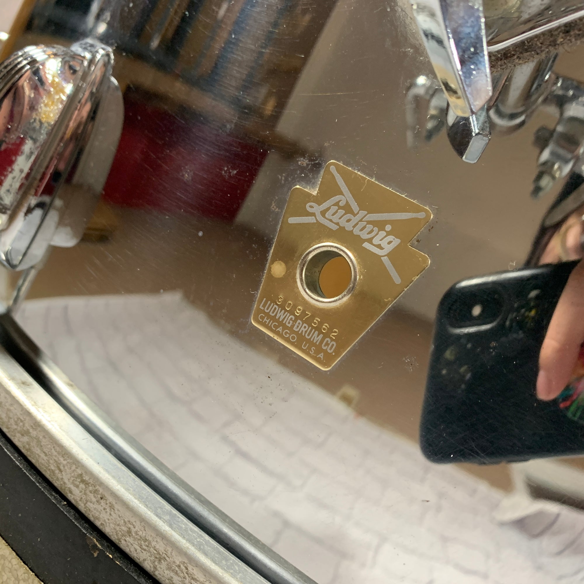 80s Ludwig Transitio n Badge Chrome over Wood Bass Drum