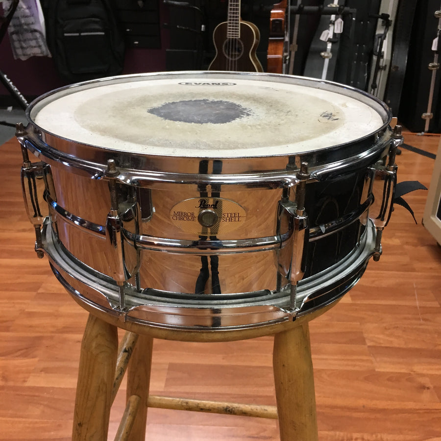 Pearl 14in Mirror Finish Steel Shell Snare Drum