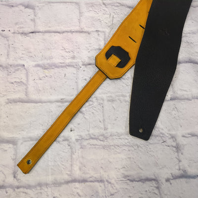 Italia Leather 4in Black Leather Bass Guitar Strap