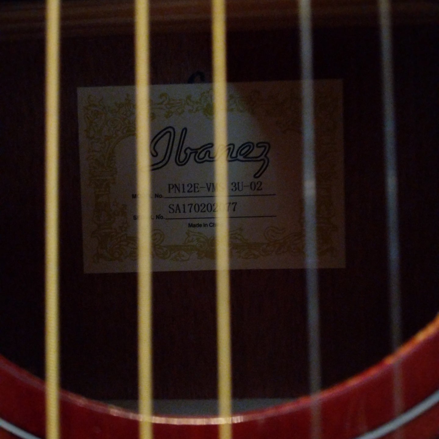 Ibanez PN12E VMS Vintage Mahogany Sunburst Acoustic-Electric Parlor Guitar
