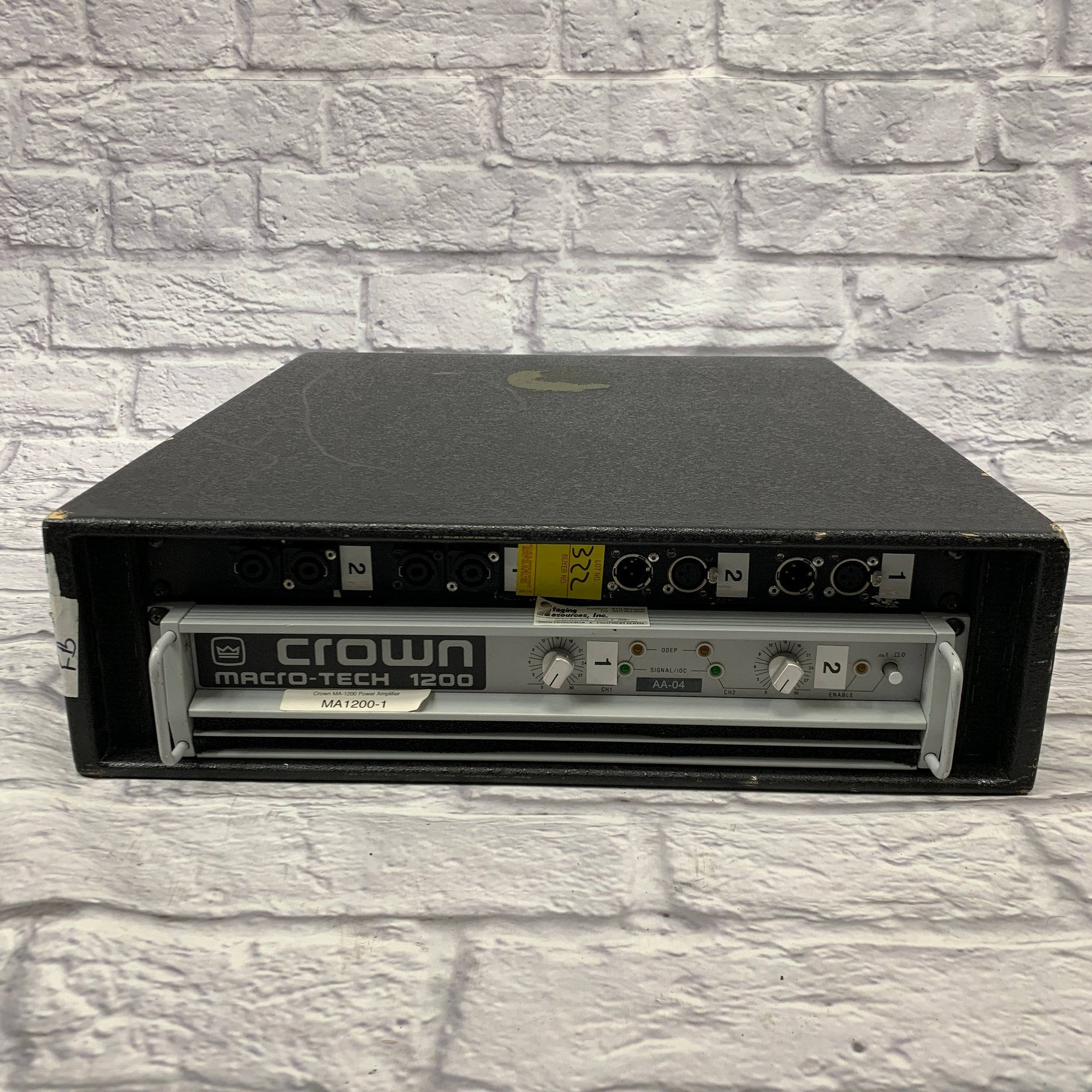 Crown Macro-Tech 1200 2-Channel Power Amplifier w/ Custom Connector Panel &  Rack Case