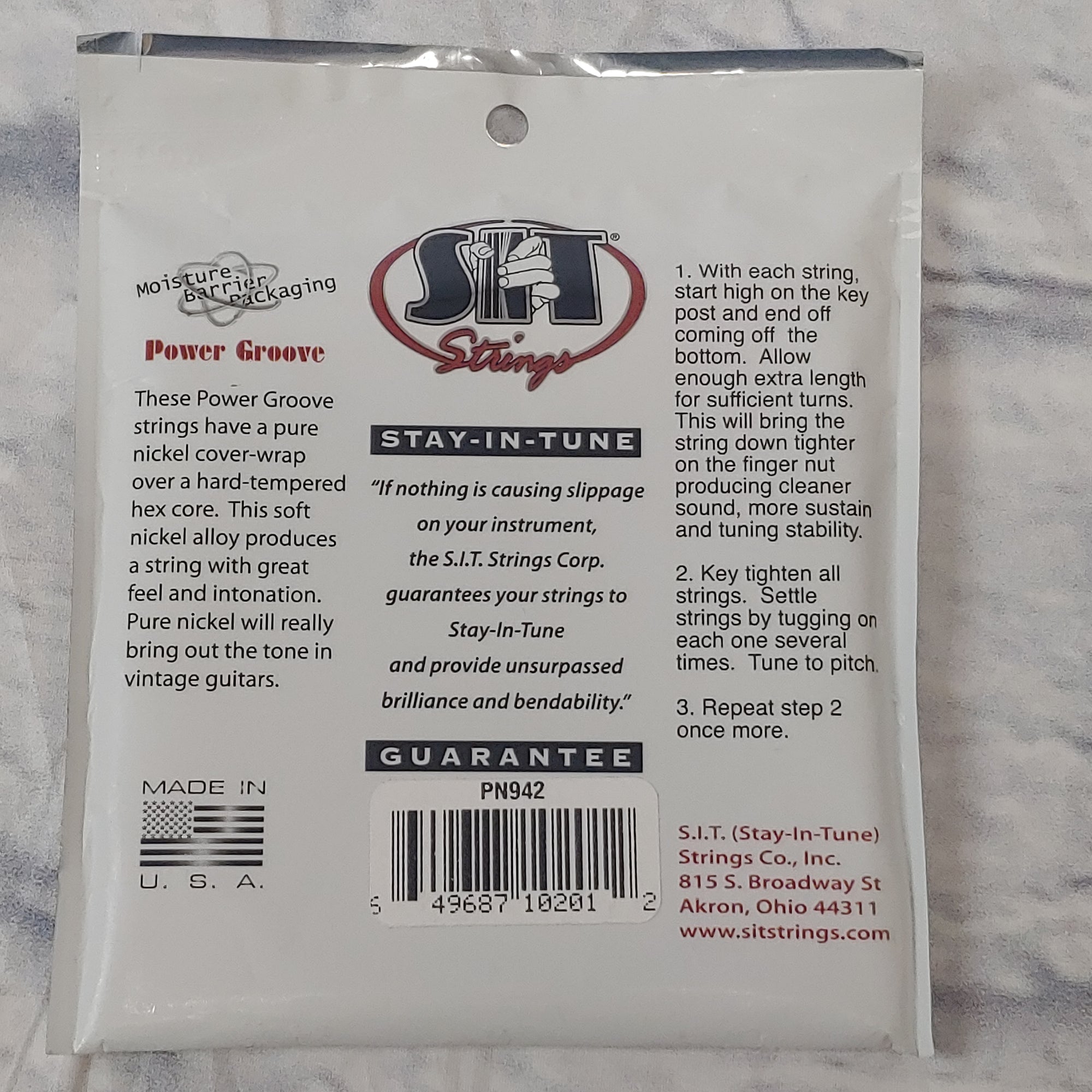 SIT Strings Power Groove Pure Nickel 9-42 Electric Guitar Strings