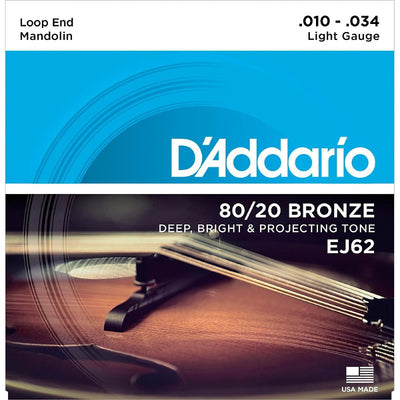 D'Addario Mandolin String Set 80/20 Bronze EJ62
