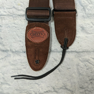 Levy's MSS8 Brown 2" Wide Soft-hand Polypropylene Guitar Strap with Brown Leather Ends