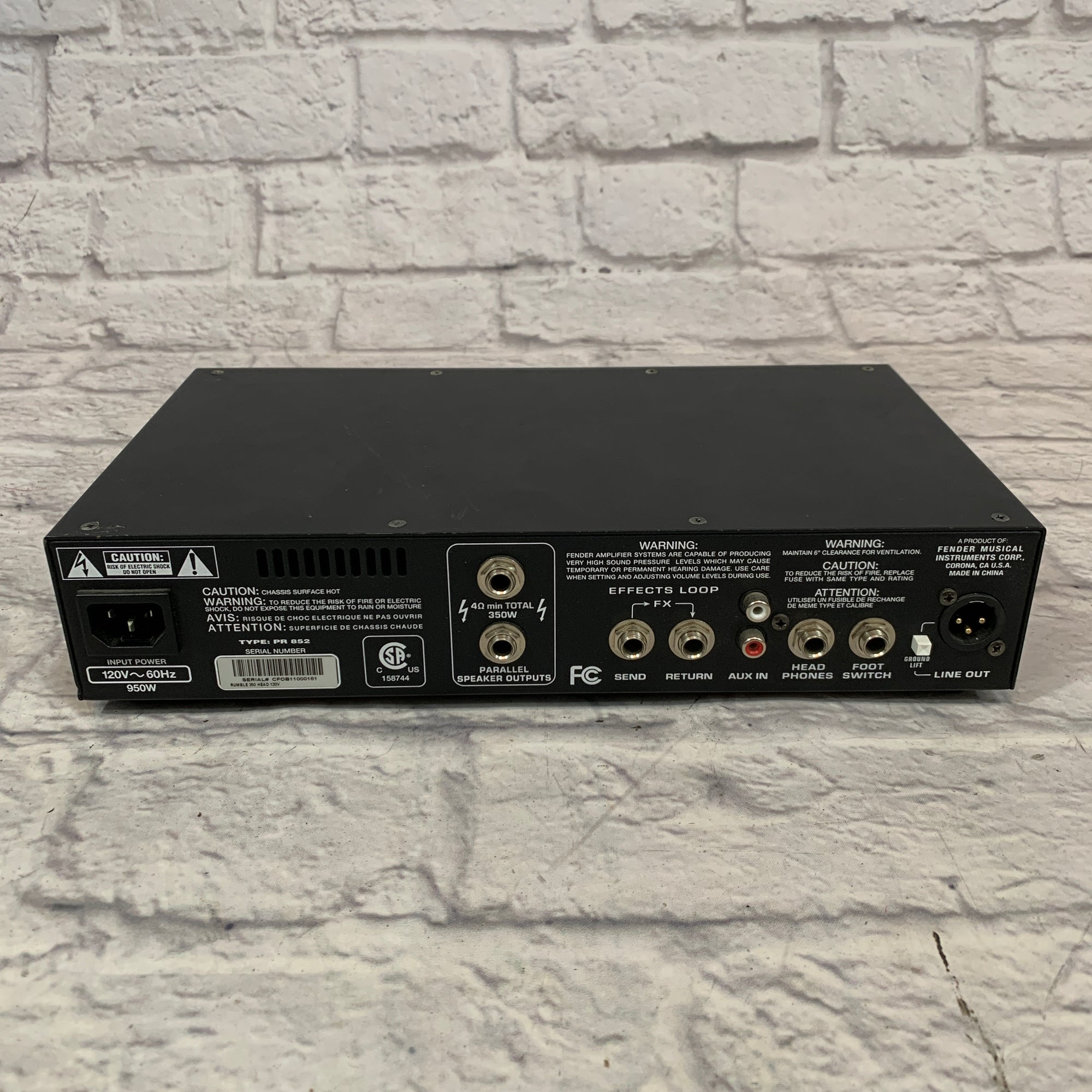 Fender 350 Watt Rumble Head - Evolution Music