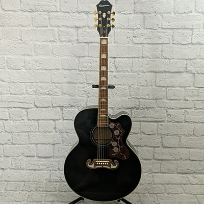 Epiphone J-200SCE Solid Top Acoustic Electric Guitar - Black