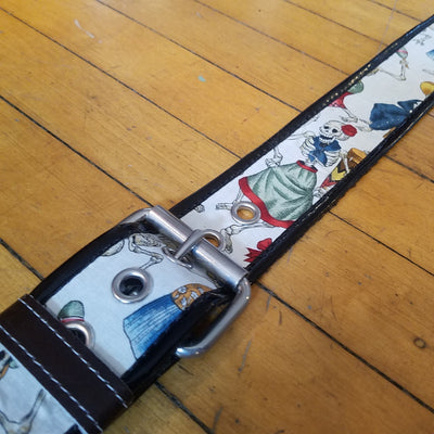 Jodi Head White Day of the Dead Roller Guitar Strap