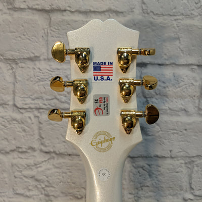 Epiphone Wildkat Royale Limited Edition Custom Shop White Metallic Pearl w Gold Sparkle Binding
