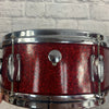 Vintage 1960s Japenese Pearl 14 Red Sparkle Snare Drum