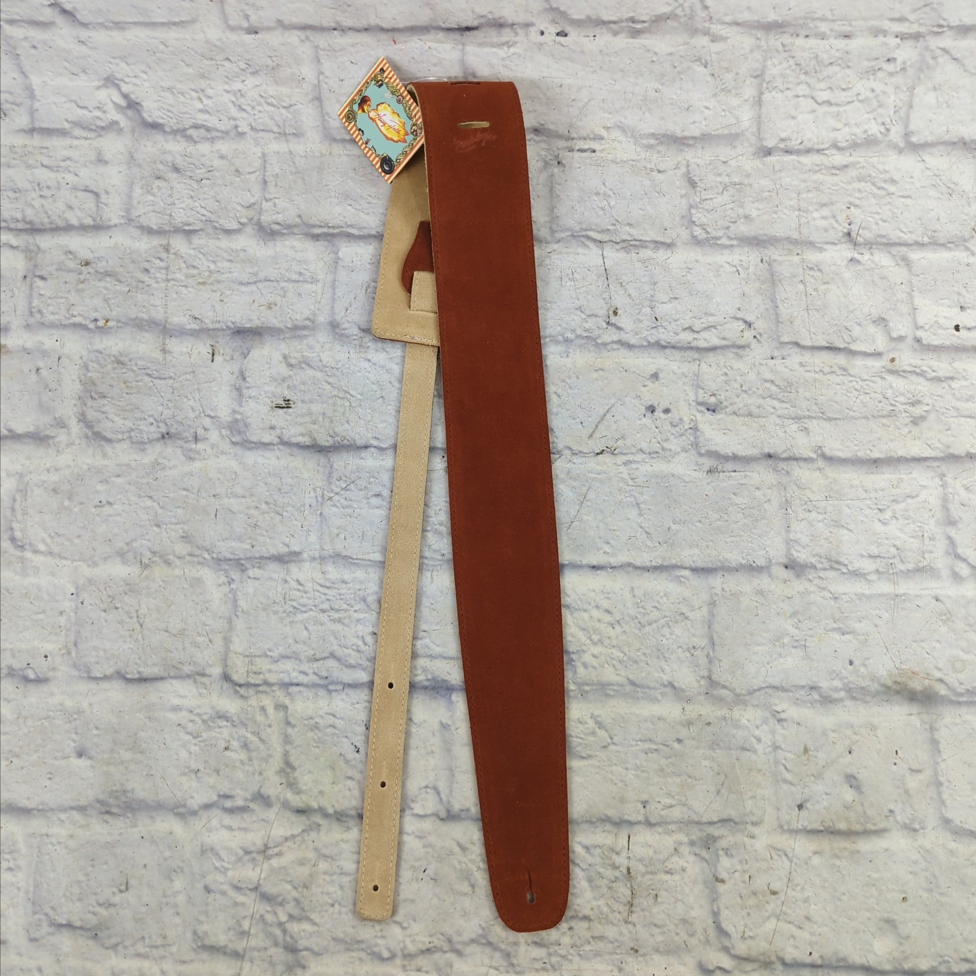 Henry Heller Hbs35 3 1/2" Wide Suede Leather Guitar Strap Rust