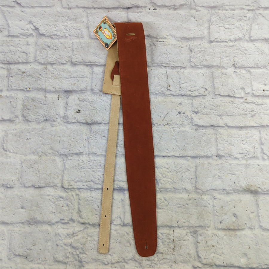 Henry Heller Hbs35 3 1/2" Wide Suede Leather Guitar Strap Rust
