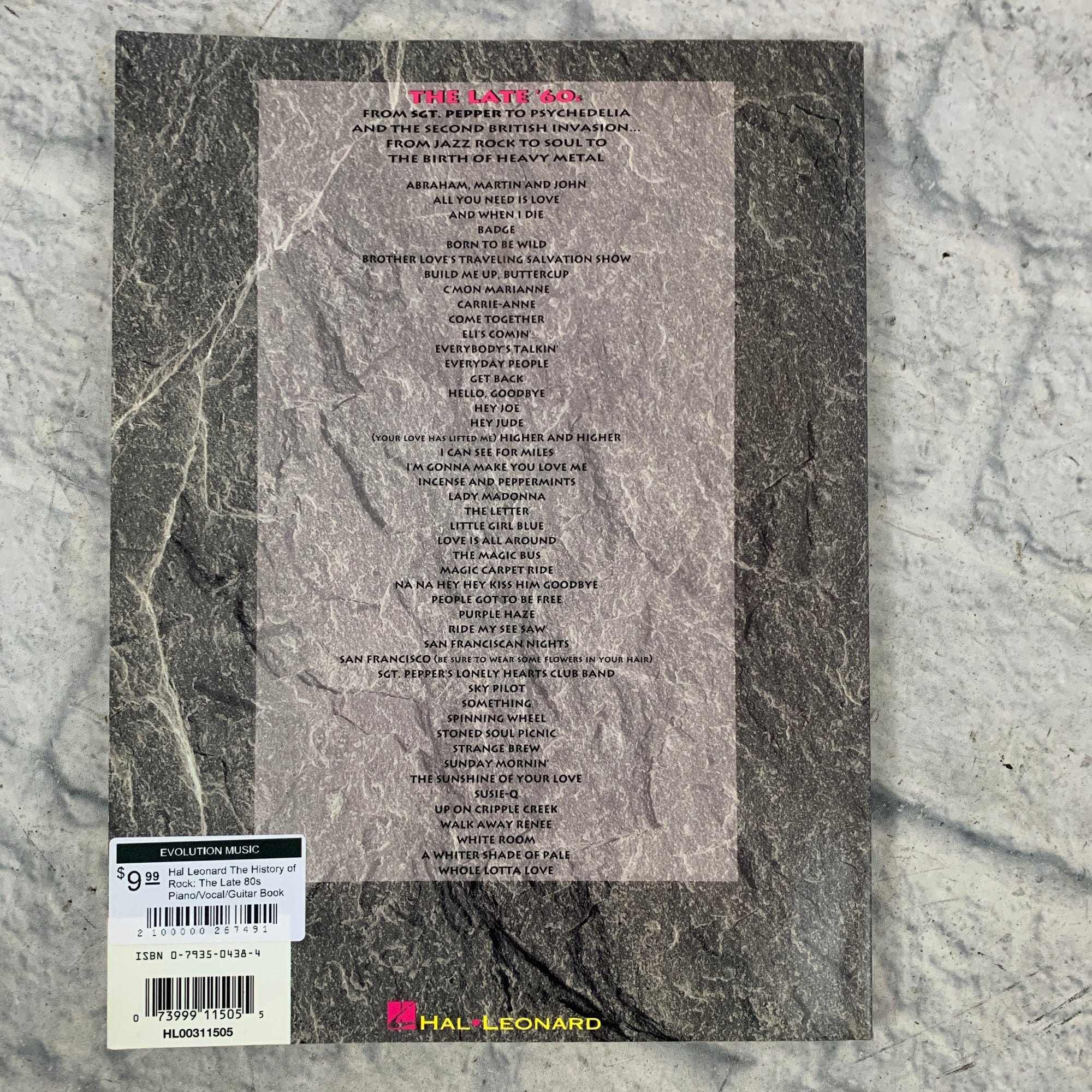 Hal Leonard The History of Rock: The Late 60s Piano/Vocal/Guitar Book
