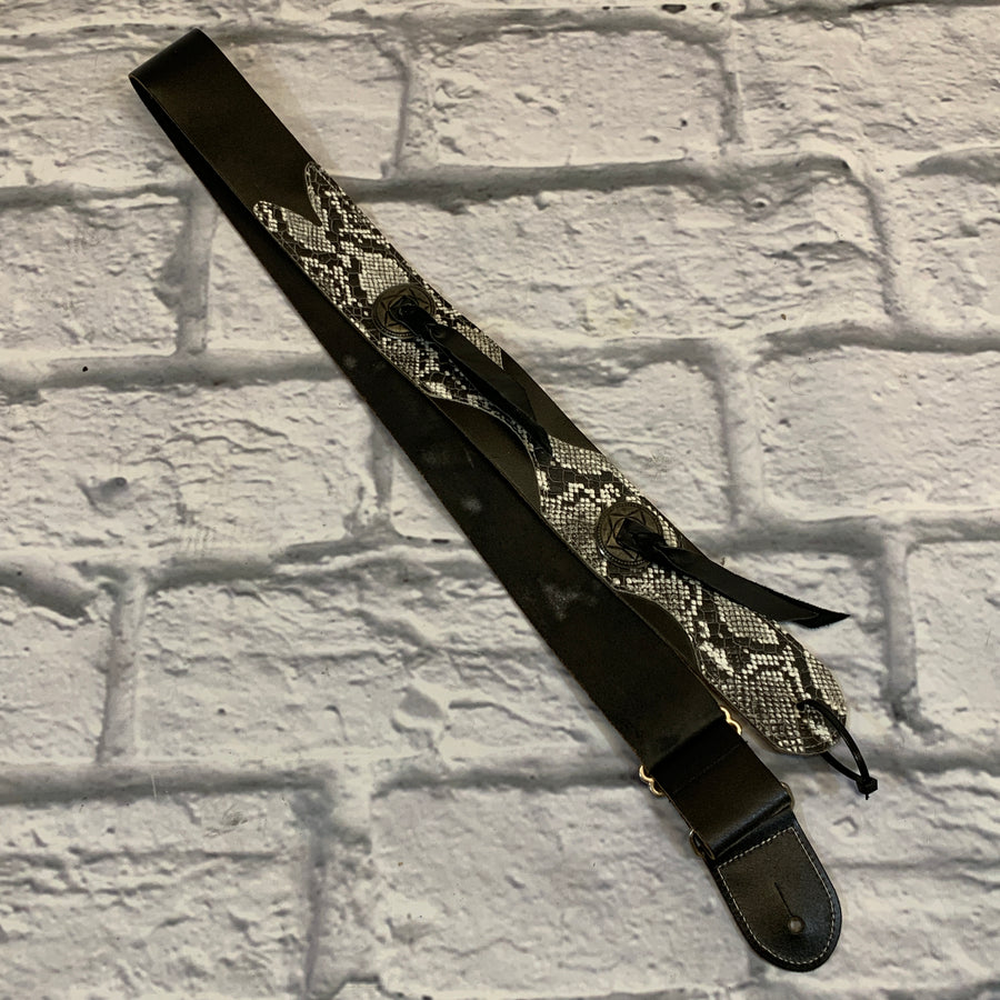 Unknown 2" Leather/Snake Print Guitar Strap