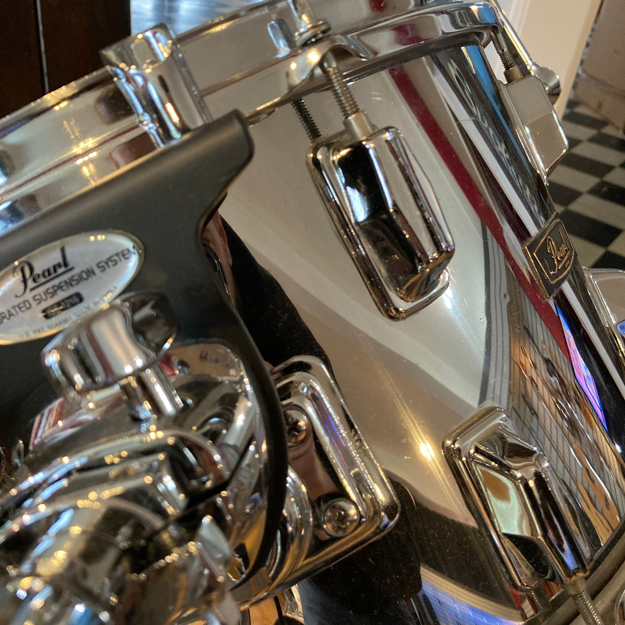 Vintage MIJ Pearl Wood Fiberglass Chrome  4pc Drum Kit