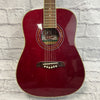 Oscar Schmidt OG1TR Trans Red Folk Acoustic Guitar