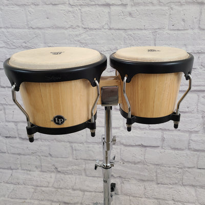 LP Latin Percussion LP601NY-AW City Series Wood Bongos w/ Stand Bongos