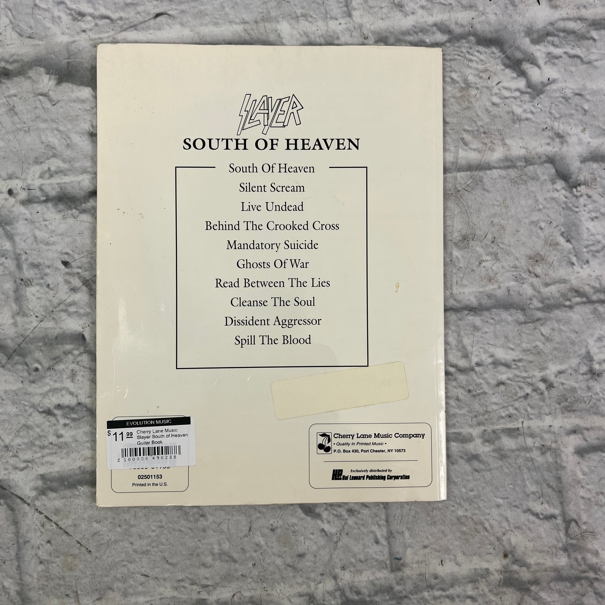 Cherry Lane Music Slayer South of Heaven Guitar Book
