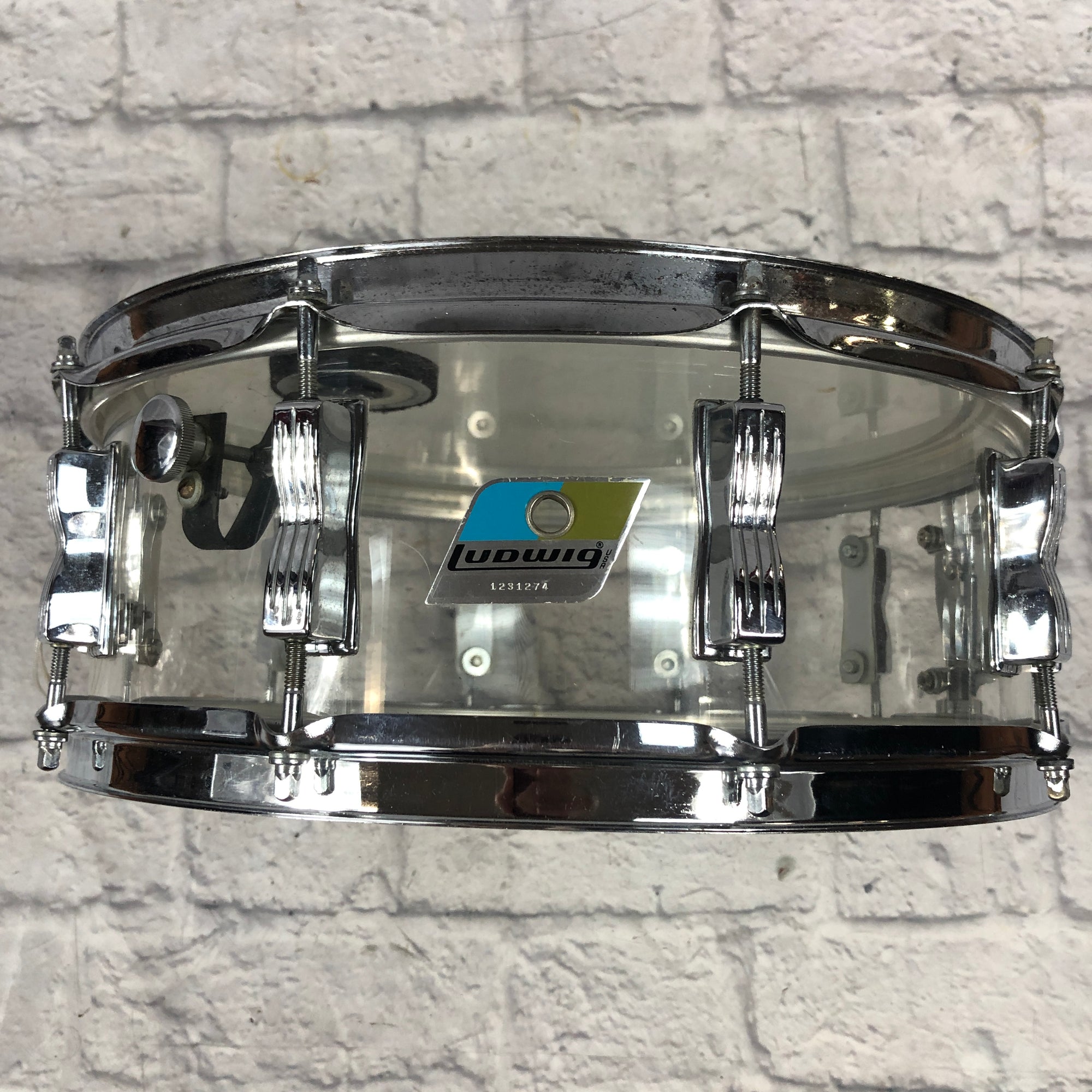 Vintage 1976 Ludwig Vistalite Clear 14 x 5 Snare Drum - Evolution