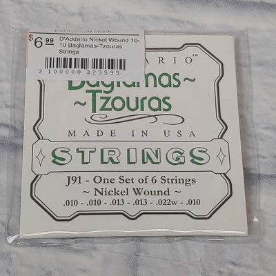 D'Addario Nickel Wound 10-10 Baglamas-Tzouras Strings