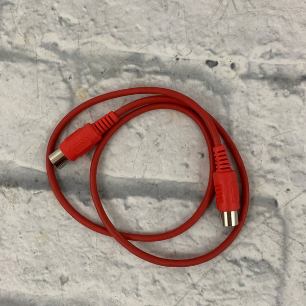 Red Mid Cable 3ft 5-PIN MIDI Cable - Red - Evolution Music