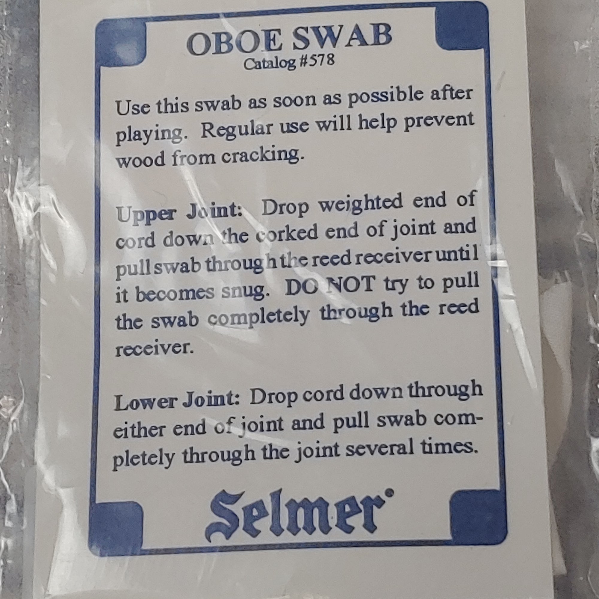 Selmer Cloth Oboe Swab