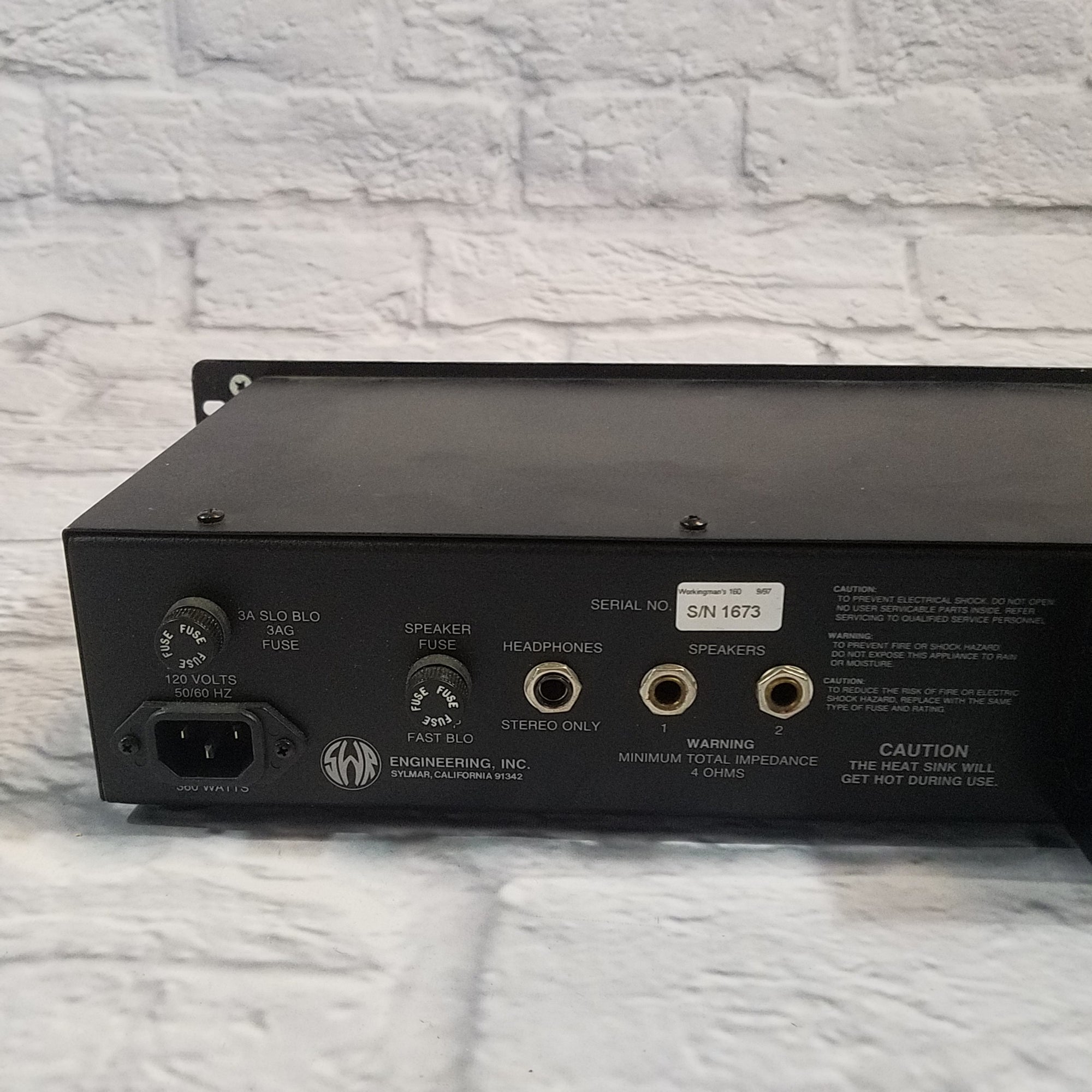 SWR Workingmans One-Sixty Bass Rack Amp For Parts