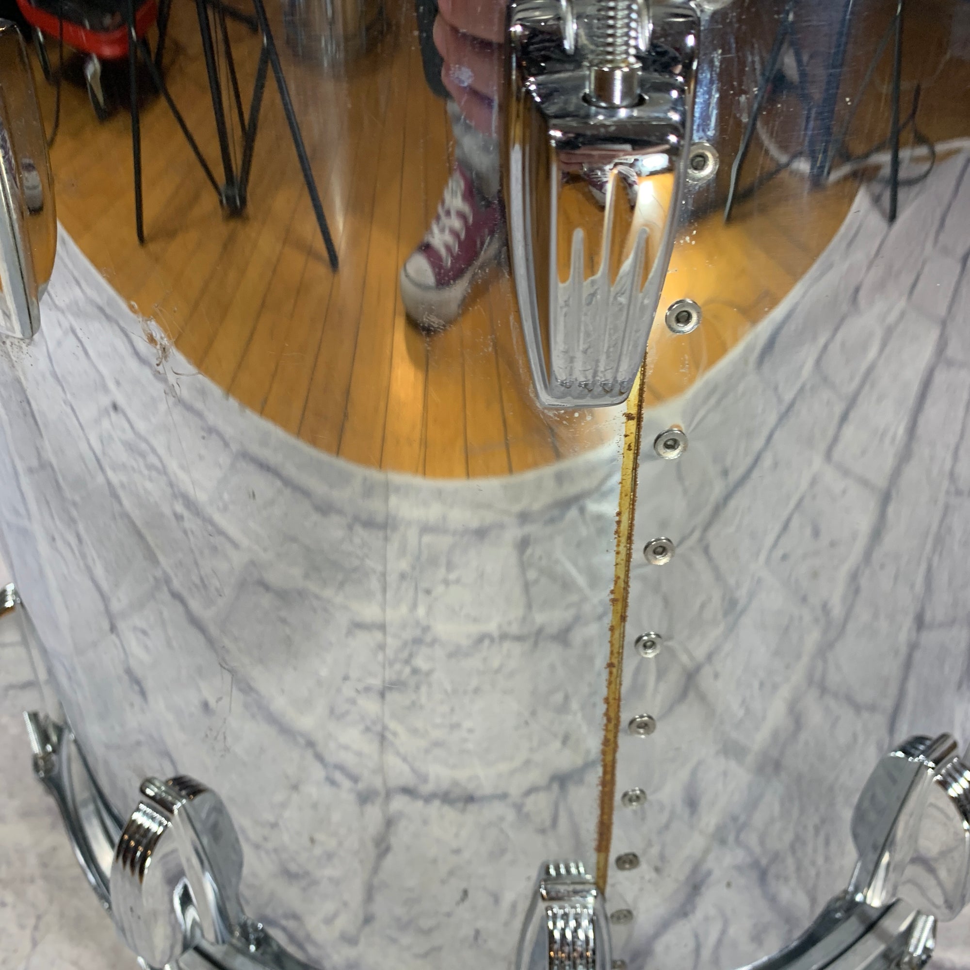80s Ludwig Transition Badge Chrome over Wood Rack Tom