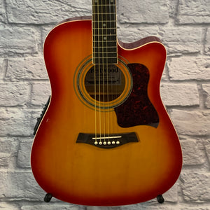 Crestwood 2017EQCS Solid Body Acoustic-Electric Guitar - Cherry Sunburst