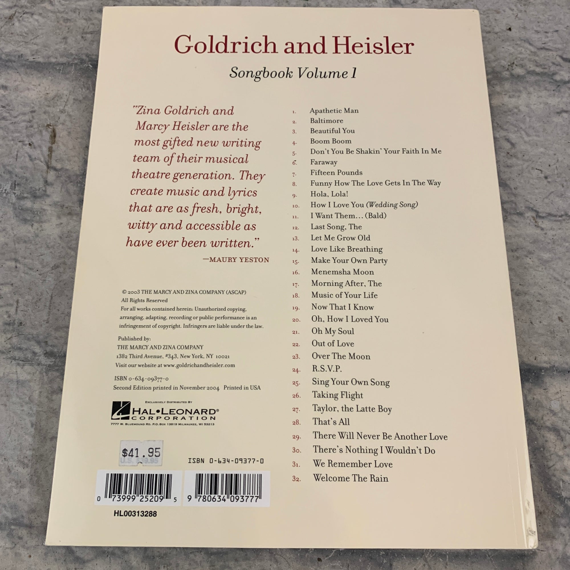 Goldrich and Heisler Songbook Volume 1