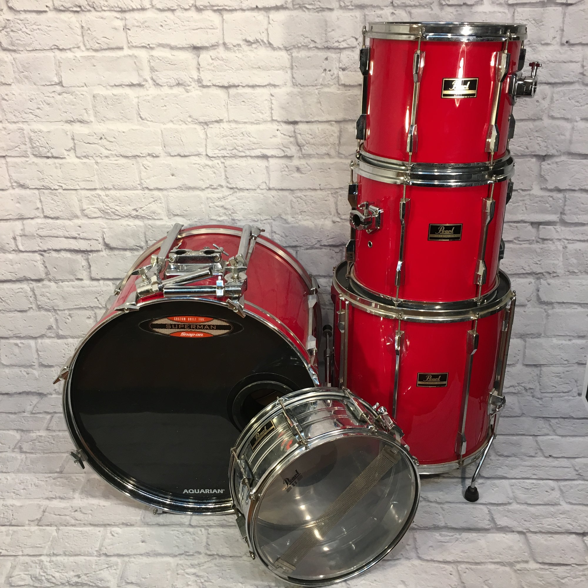 Pearl Export 5 Piece Drum Kit Red 22 16 14 13 12