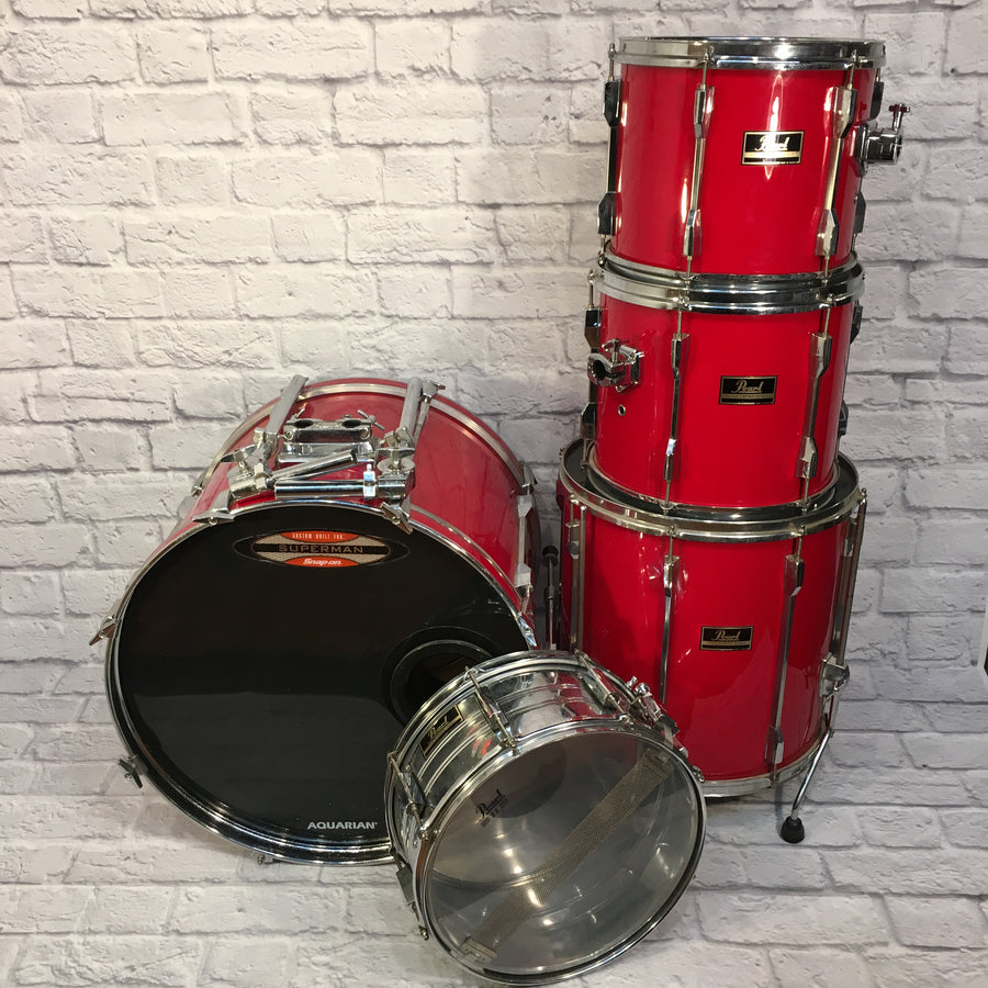 Pearl Export 5 Piece Drum Kit Red 22 16 14 13 12