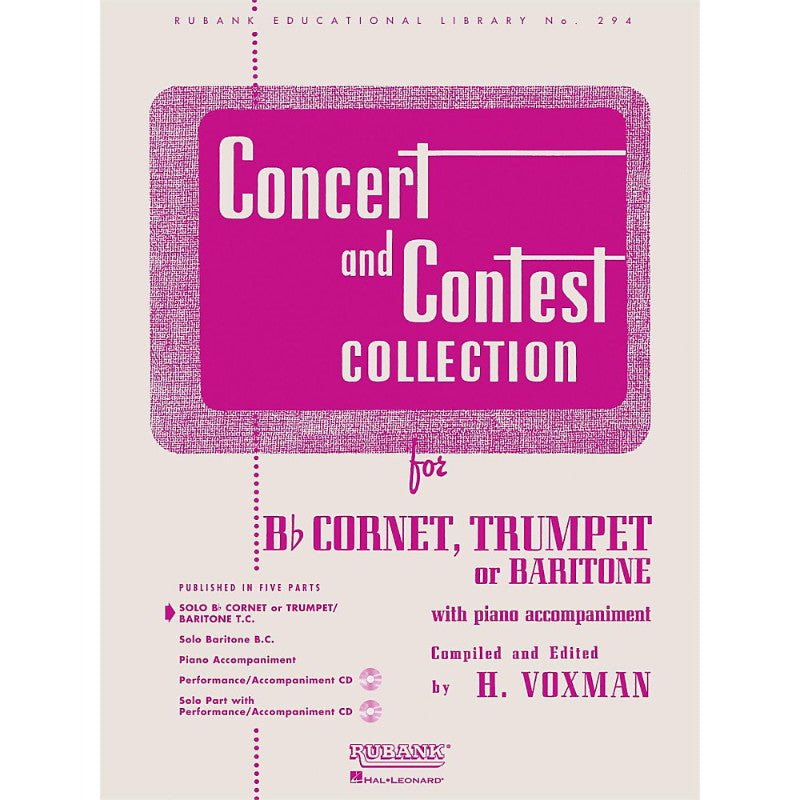 Hal Leonard Concert And Contest Collection for B Flat Cornet  Trumpet Or Baritone Solo Part