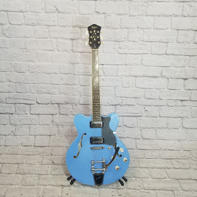 Hofner Contemporary Verythin Semi-Hollow Guitar with Bigsby Powder Blue