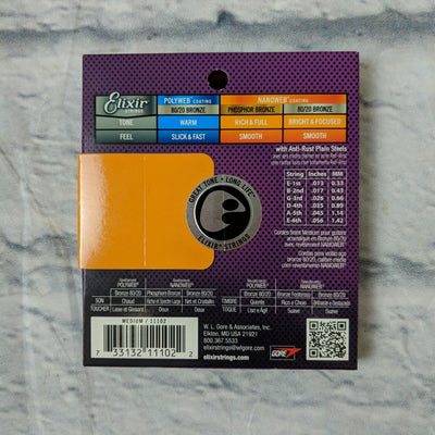 Elixir 13/56 80/20 Bronze Nanoweb Coating Medium Acoustic Guitar Strings
