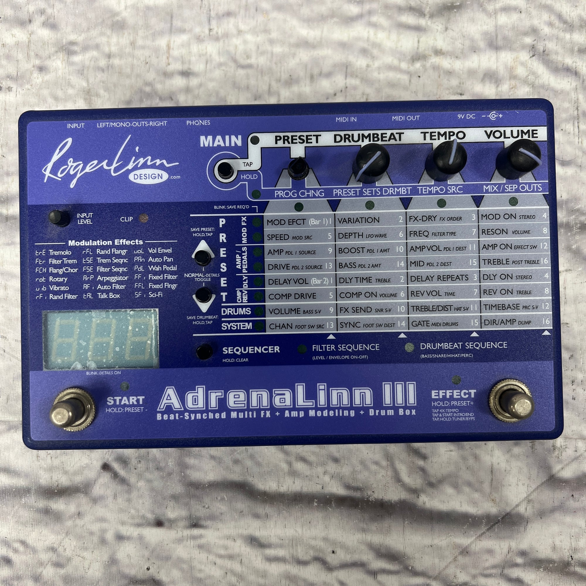 adrenalinn pedal Roger Linn Design Adrenalinn III Electric Drum Machine Pedal