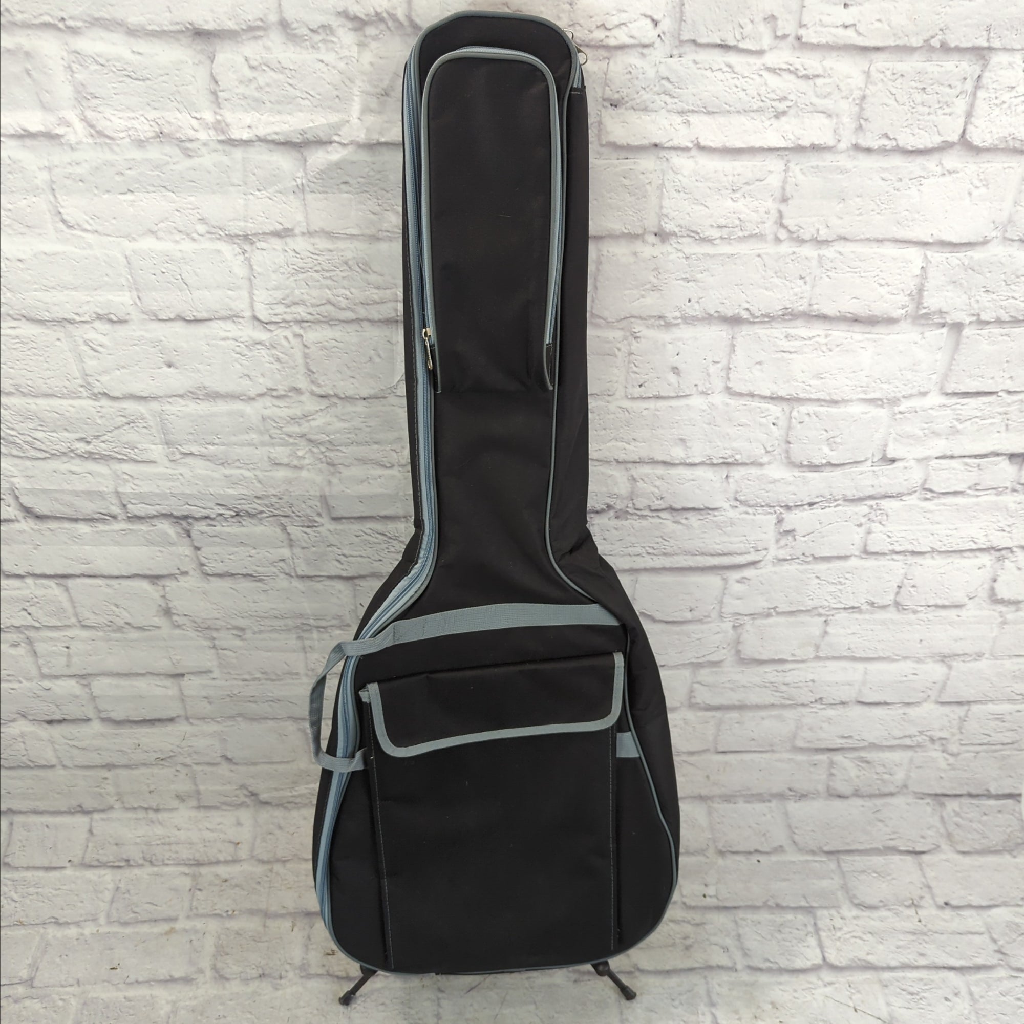 Acoustic Guitar Gig Bag with Shoulder Straps and Accessory Pouches - Black and Grey