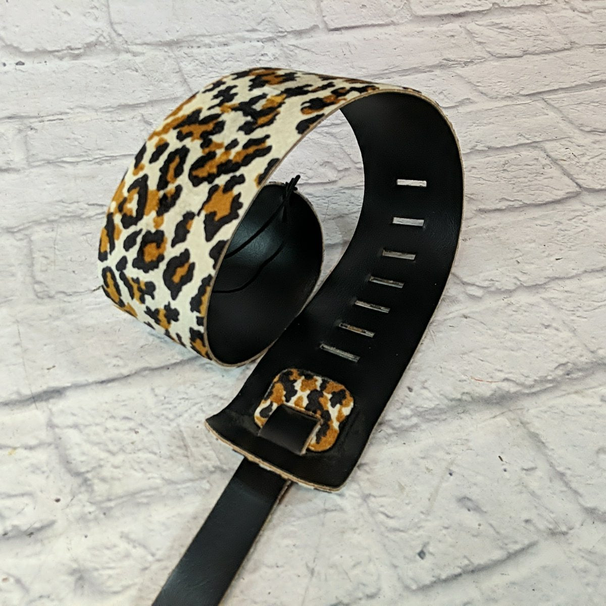 3.5" Wide Leather Leopard Print Strap