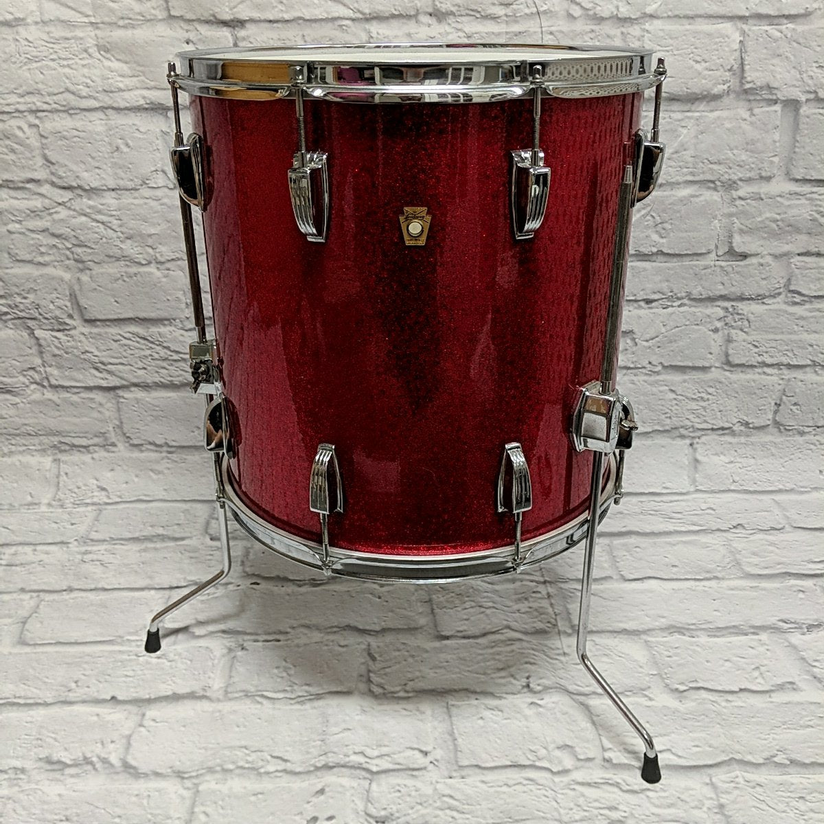 Vintage Ludwig 16x16 Red Sparkle Floor Tom Keystone Badge