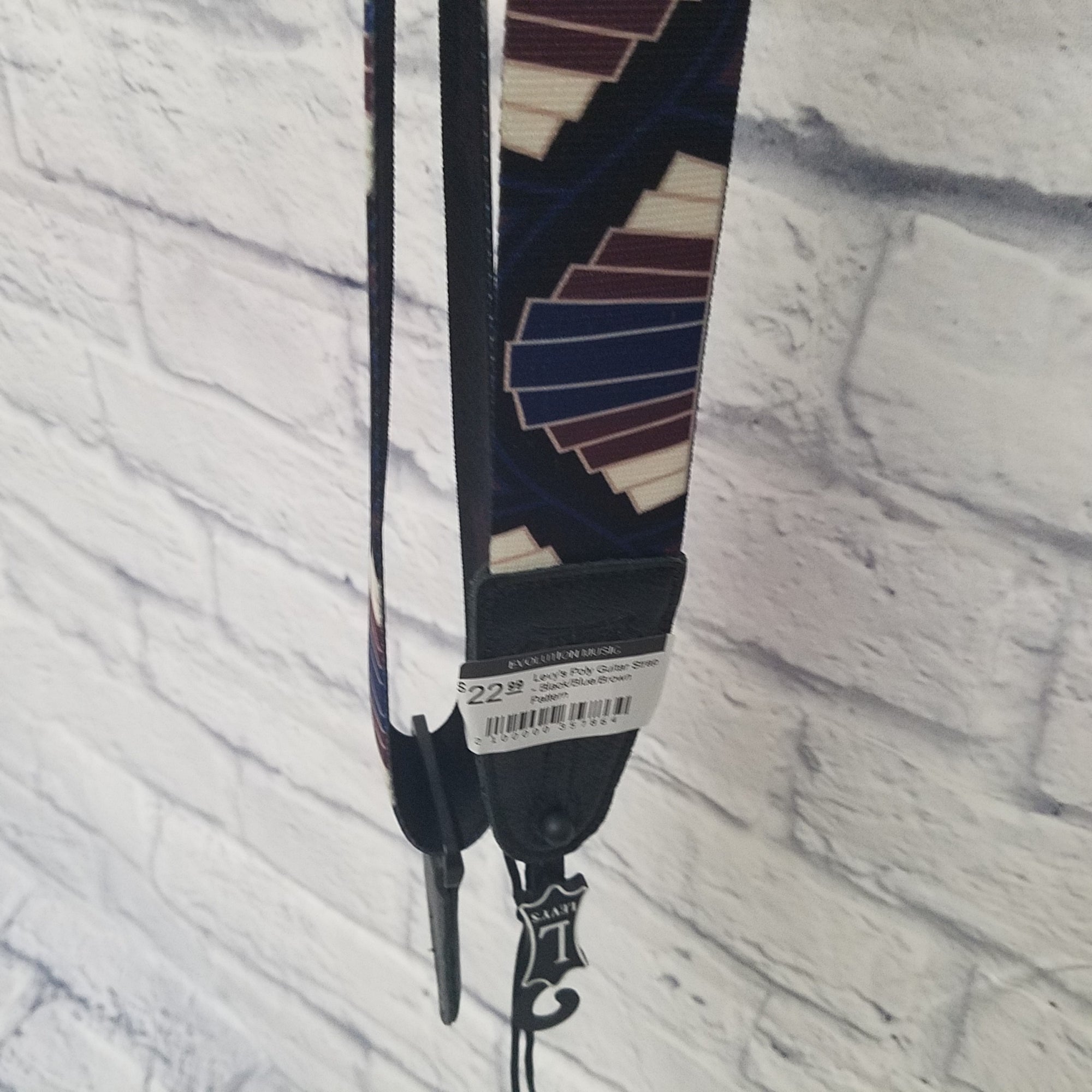 Levy's Poly Guitar Strap - Black/Blue/Brown Pattern