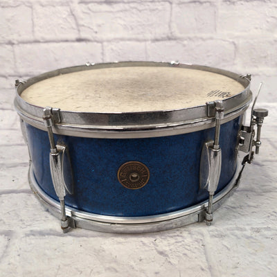 Gretsch 14 Vintage 1960s Dixieland Snare Blue Sparkle Round Badge