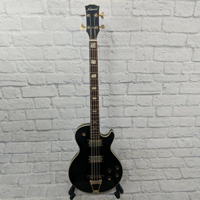 Vintage National 4 String Bass Single Cutaway (LP 477-2B) 70's Black with Binding