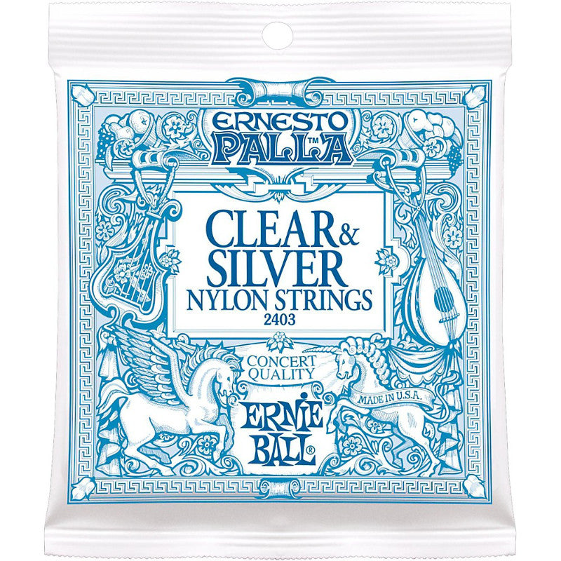 Ernie Ball Ernesto Palla Clear Silver 2403 Nylon Classical Guitar Strings - Medium Tension