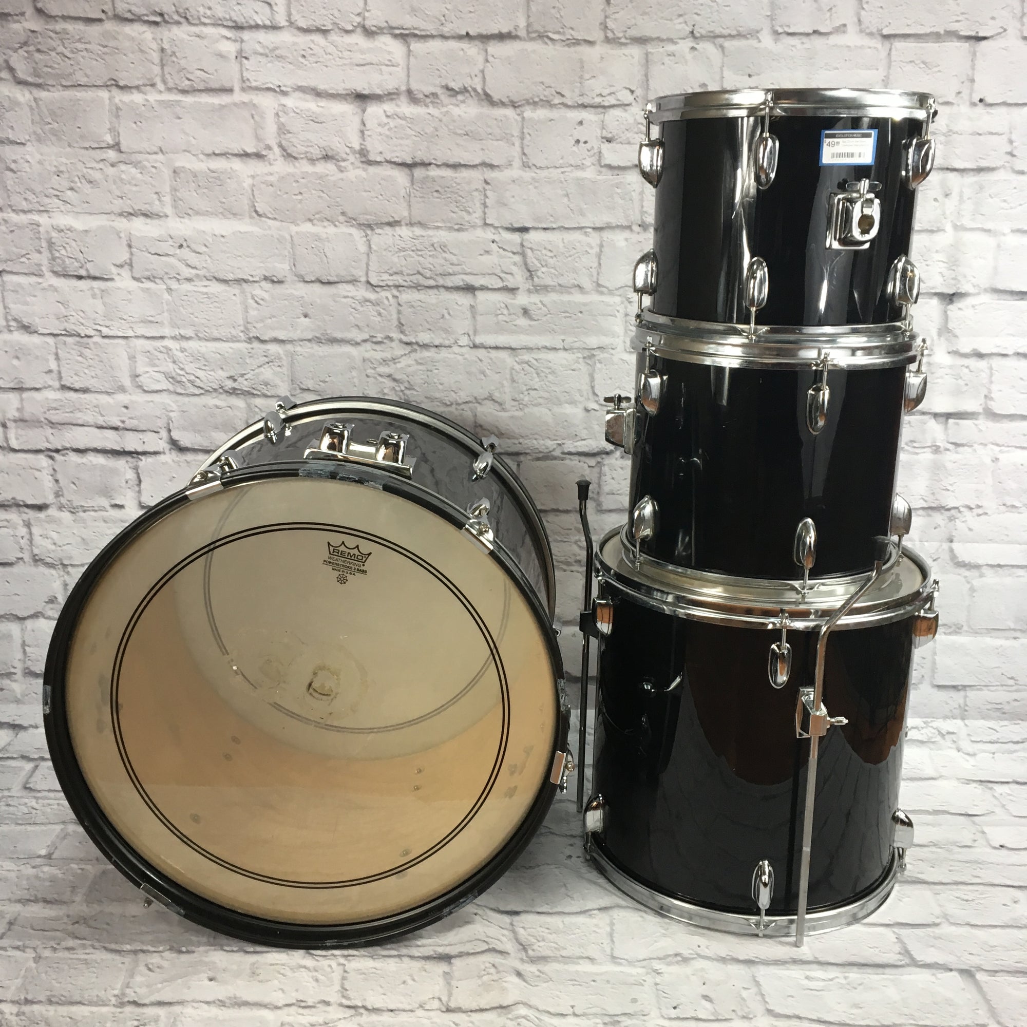 Unknown 4pc Black Drum Set