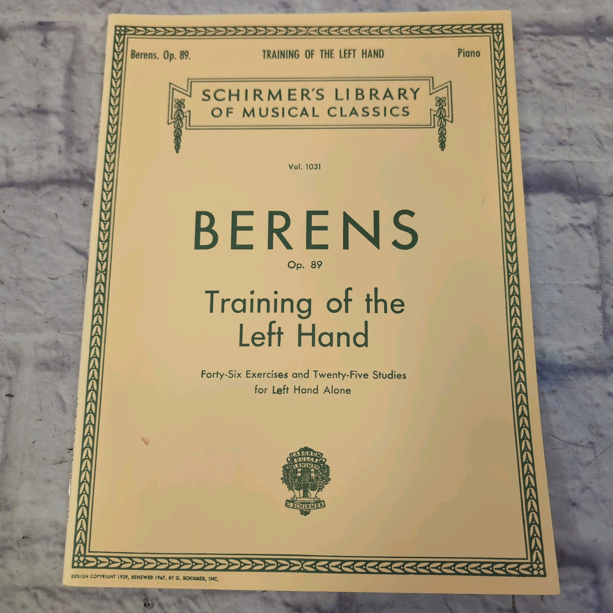 Schirmer's Library Berens: Op. 89 Training of the Left Hand