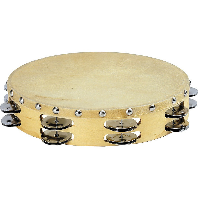 Sound Percussion PDM2016M-R Tambourine with Calfskin Head 10 Inches