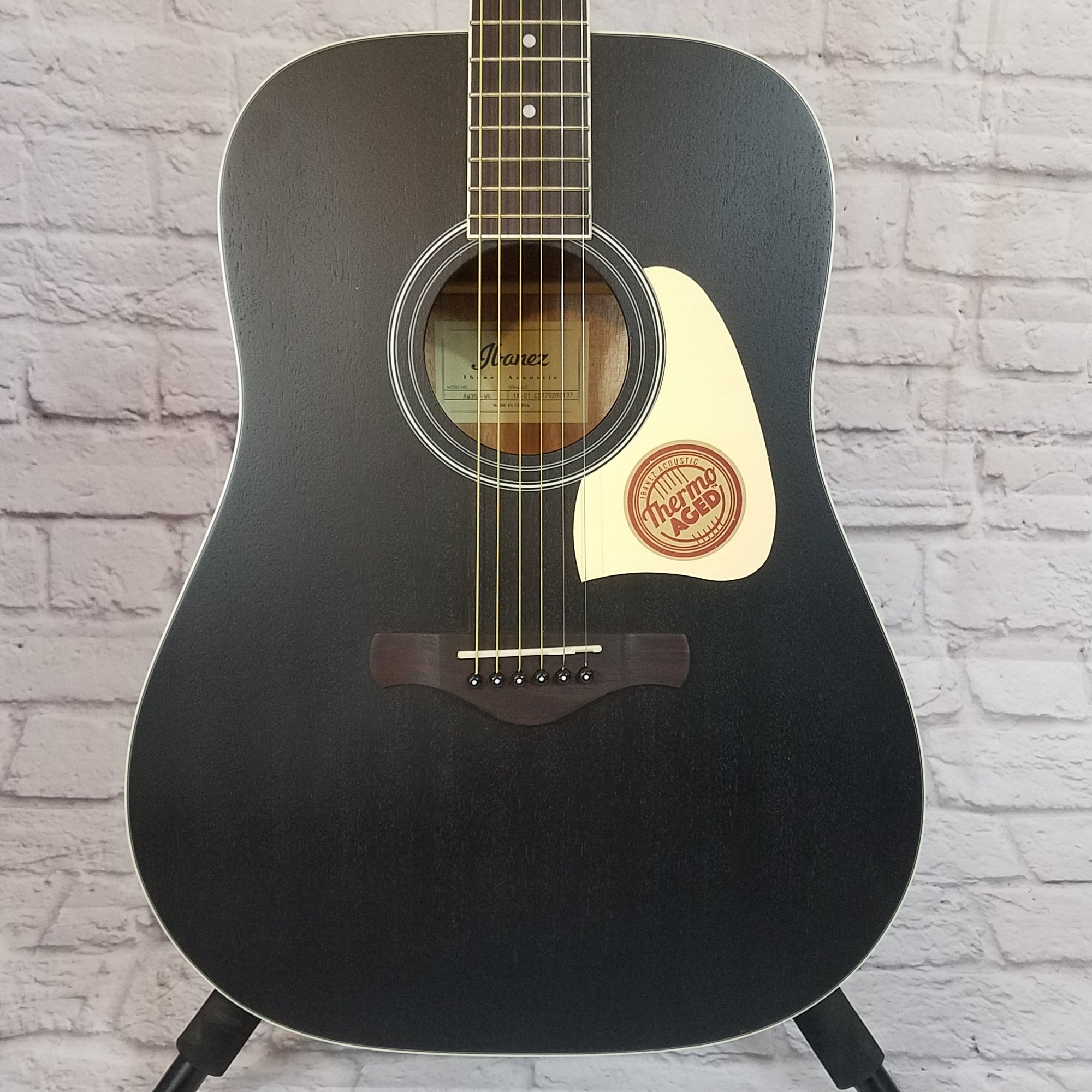 Ibanez Artwood AW360WK Solid Top Dreadnought Acoustic Guitar Weathered Black